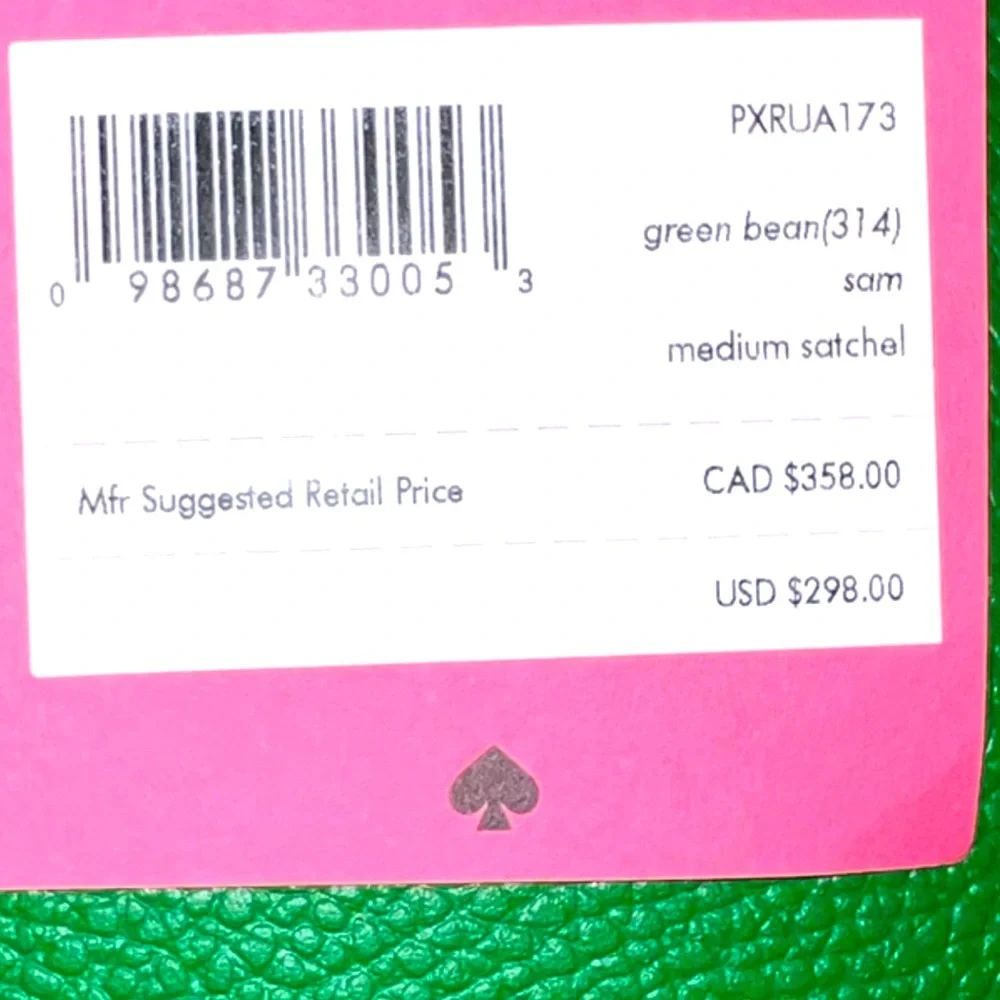 KATE SPADE ♠️ New York "Sam"💚GREEN BEAN💚MEDIUM SATCHEL BAG & POUCH🌟LIKE NEW🌟 - Picture 15 of 17